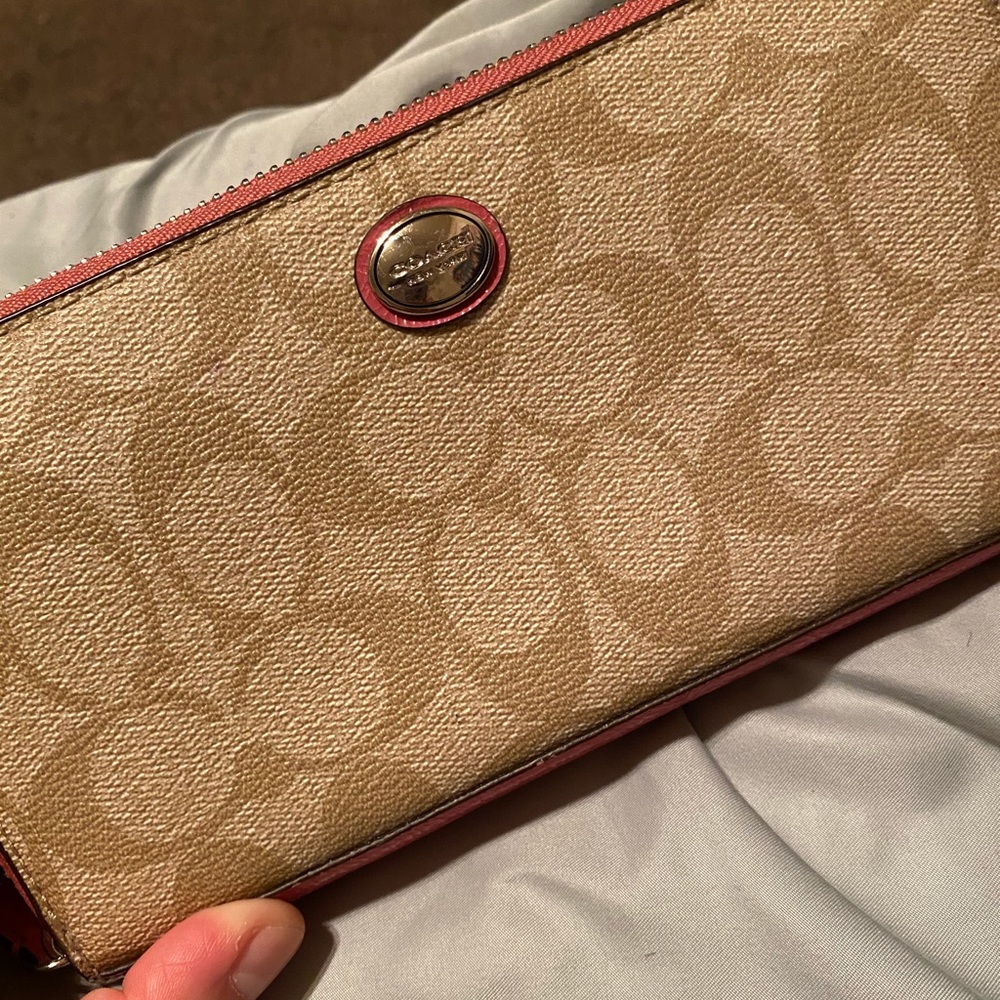 *SOLD* - Pink Stripe Brown Coach Wallet